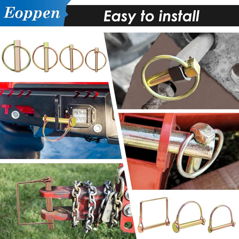Eoppen 202Pcs Hitch Pins Clip Pins Assortment Kit, Heavy Duty Tractor Pins Linch Pins PTO Pins Tractor Accessories for Trailers, Tractors, Trucks, Lawn Mower - Image 5